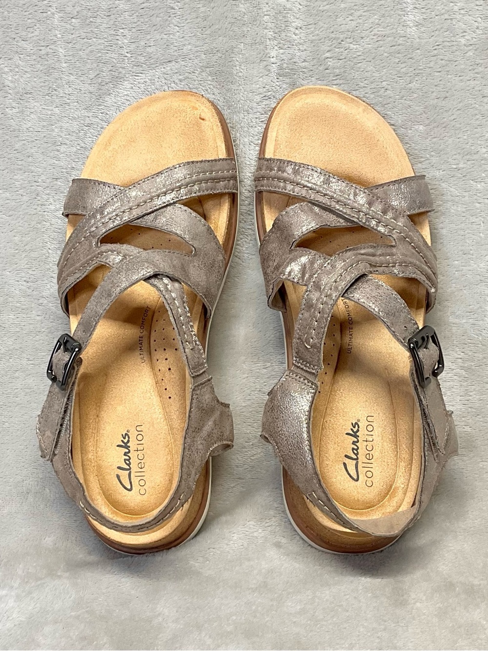 Clarks Women's Metallic Taupe Strappy Sandals - Picture 5 of 8